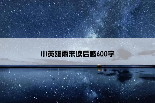 小英雄雨来读后感600字