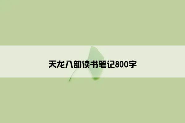 天龙八部读书笔记800字