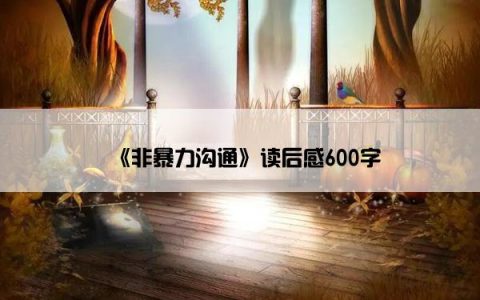 《非暴力沟通》读后感600字