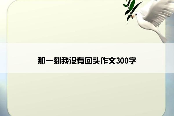 那一刻我没有回头作文300字