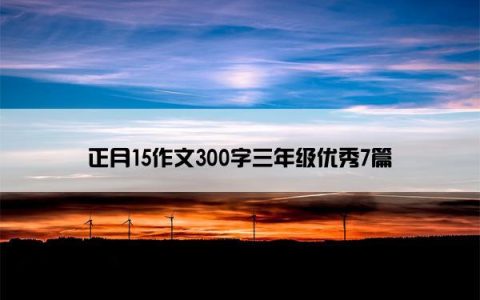 正月15作文300字三年级优秀7篇