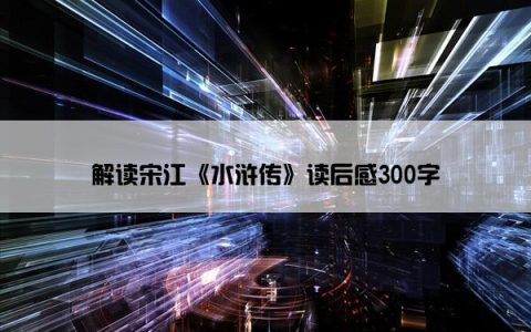 解读宋江《水浒传》读后感300字