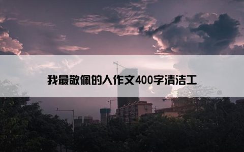 我最敬佩的人作文400字清洁工