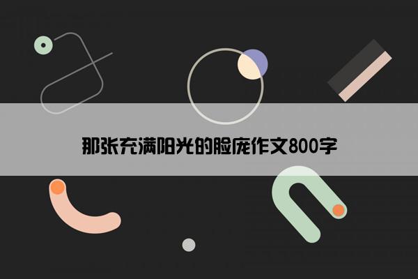 那张充满阳光的脸庞作文800字