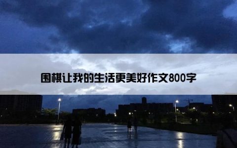 围棋让我的生活更美好作文800字