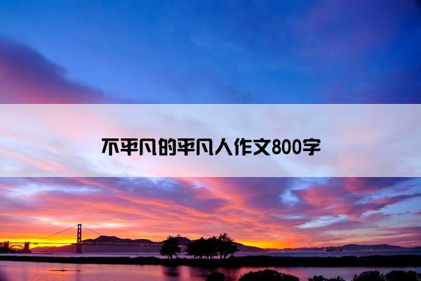 不平凡的平凡人作文800字