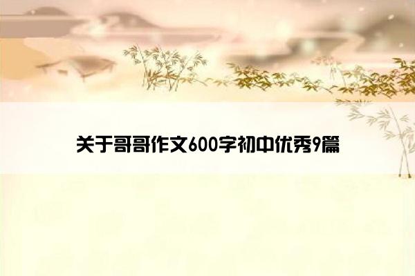 关于哥哥作文600字初中优秀9篇