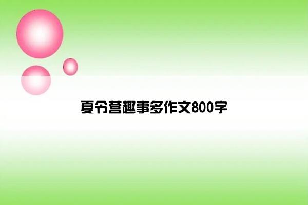 夏令营趣事多作文800字