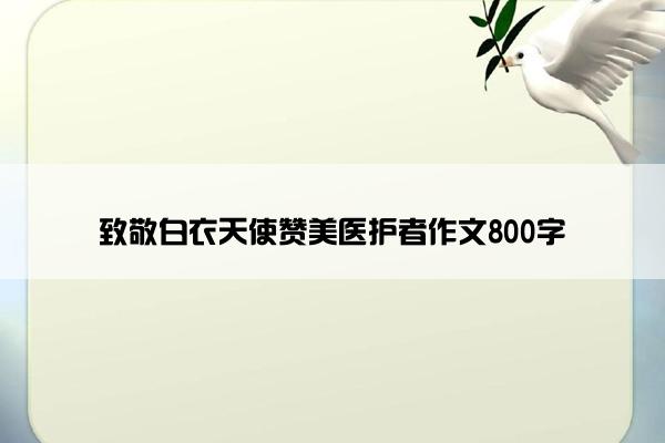 致敬白衣天使赞美医护者作文800字