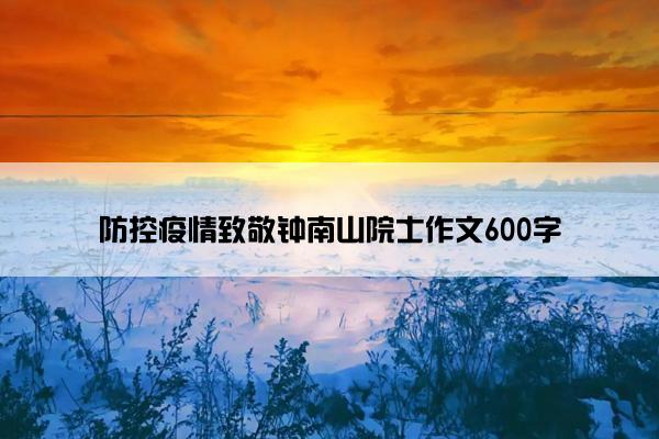 防控疫情致敬钟南山院士作文600字