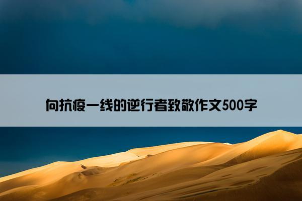 向抗疫一线的逆行者致敬作文500字