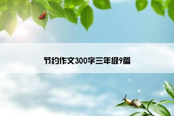 节约作文300字三年级9篇