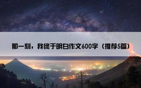 那一刻，我终于明白作文600字（推荐5篇）