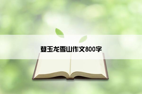 登玉龙雪山作文800字