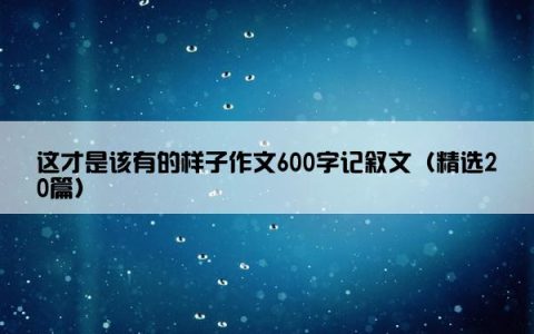 这才是该有的样子作文600字记叙文（精选20篇）