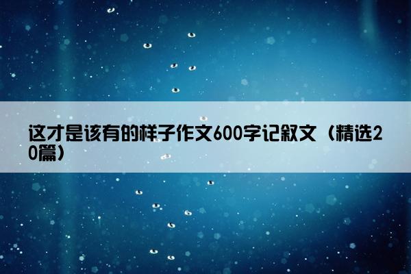 这才是该有的样子作文600字记叙文（精选20篇）