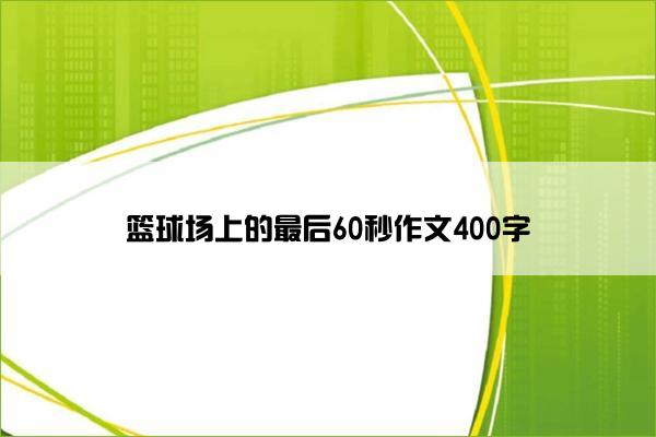 篮球场上的最后60秒作文400字