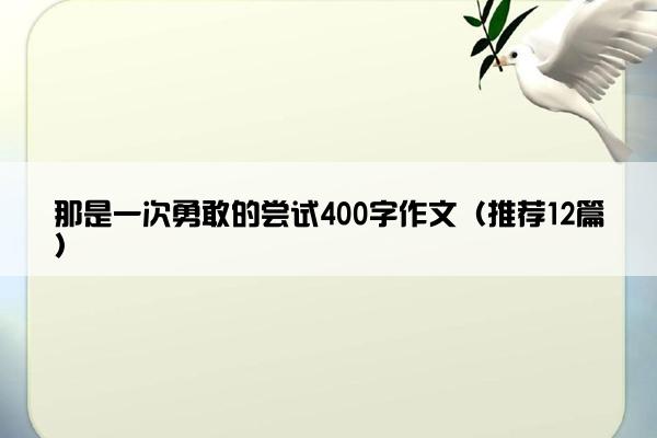 那是一次勇敢的尝试400字作文（推荐12篇）