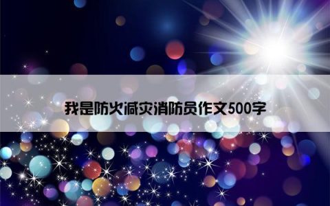 我是防火减灾消防员作文500字