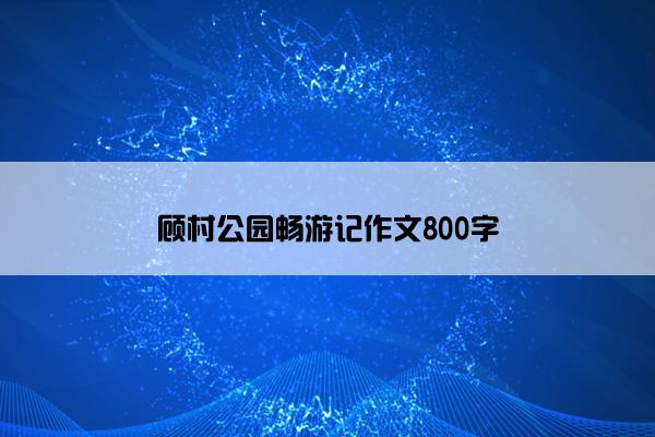 顾村公园畅游记作文800字