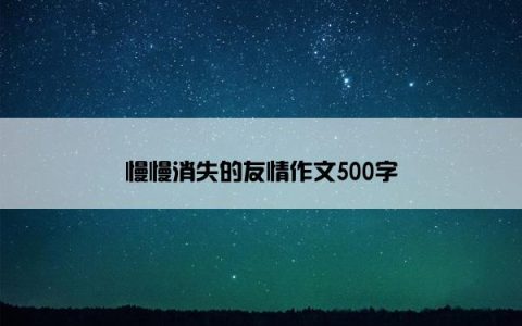 慢慢消失的友情作文500字