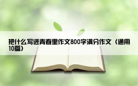 把什么写进青春里作文800字满分作文（通用10篇）