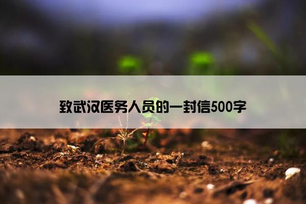 致武汉医务人员的一封信500字