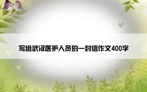 写给武汉医护人员的一封信作文400字