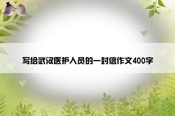 写给武汉医护人员的一封信作文400字