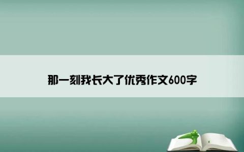 那一刻我长大了优秀作文600字