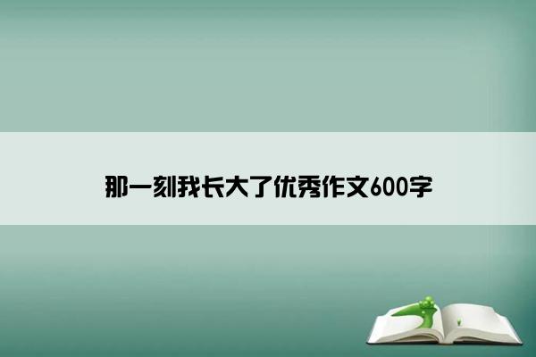 那一刻我长大了优秀作文600字