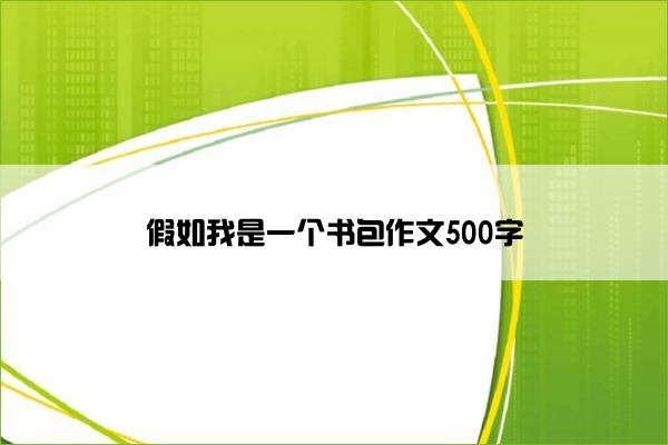 假如我是一个书包作文500字