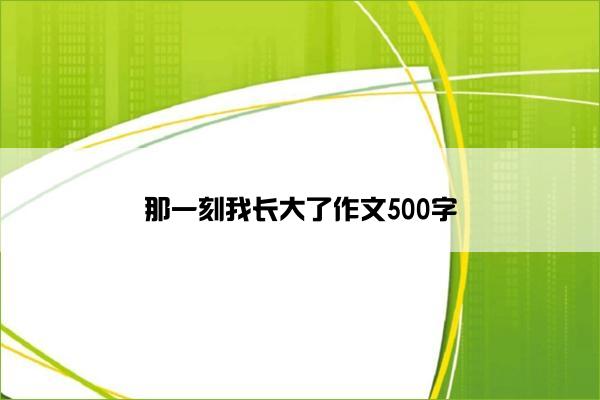 那一刻我长大了作文500字