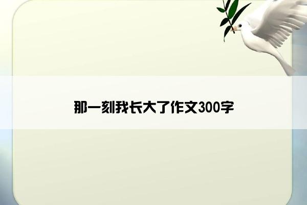 那一刻我长大了作文300字