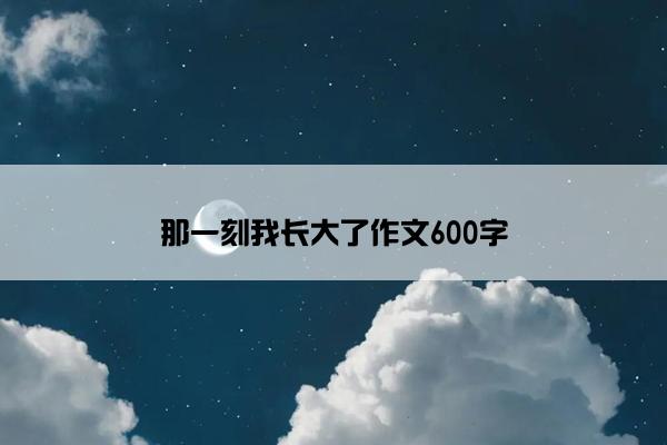 那一刻我长大了作文600字