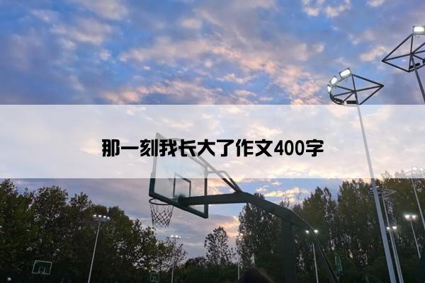 那一刻我长大了作文400字