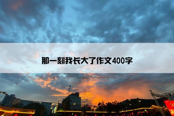 那一刻我长大了作文400字