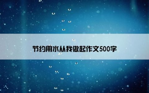 节约用水从我做起作文500字