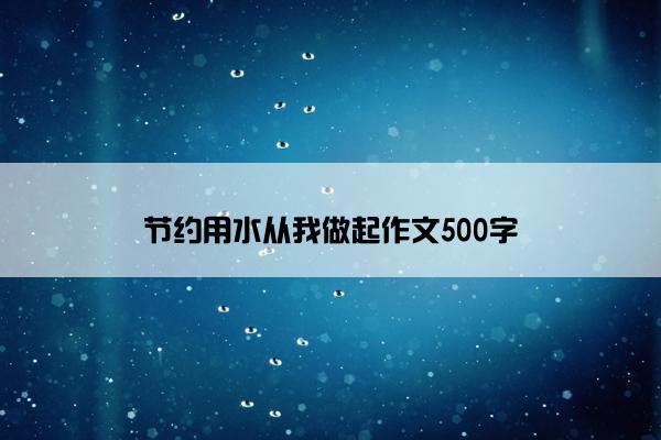 节约用水从我做起作文500字