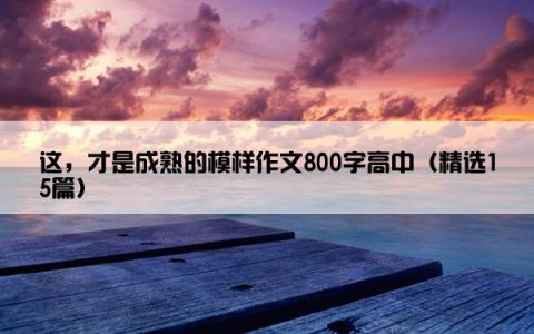 这，才是成熟的模样作文800字高中（精选15篇）