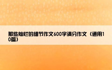 那些灿烂的细节作文600字满分作文（通用10篇）