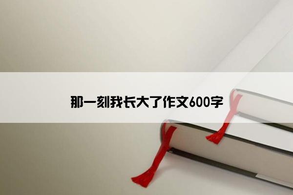 那一刻我长大了作文600字