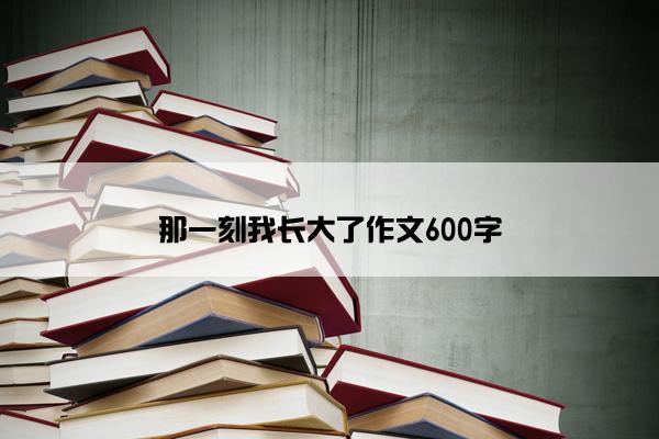 那一刻我长大了作文600字