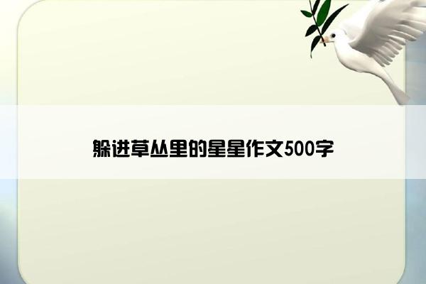 躲进草丛里的星星作文500字