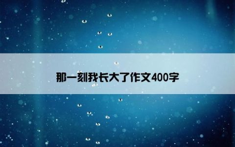 那一刻我长大了作文400字