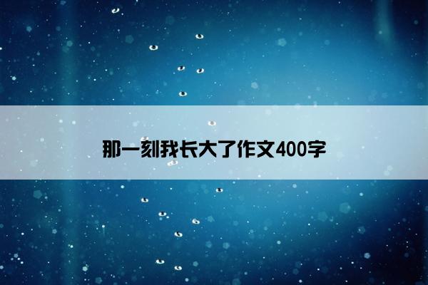 那一刻我长大了作文400字