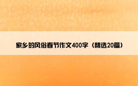 家乡的风俗春节作文400字（精选20篇）