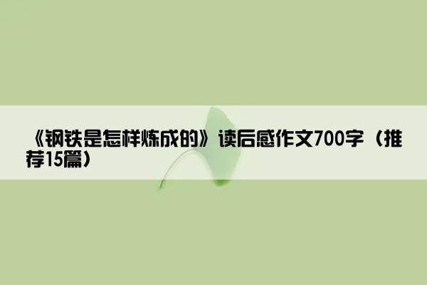 《钢铁是怎样炼成的》读后感作文700字（推荐15篇）