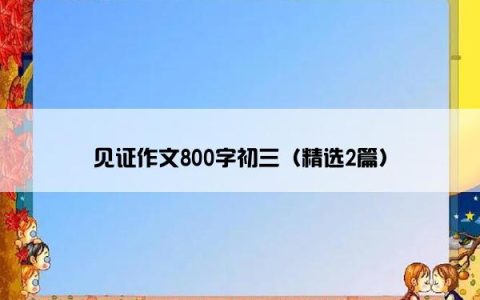 见证作文800字初三（精选2篇）