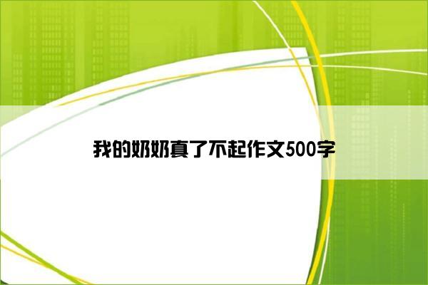 我的奶奶真了不起作文500字